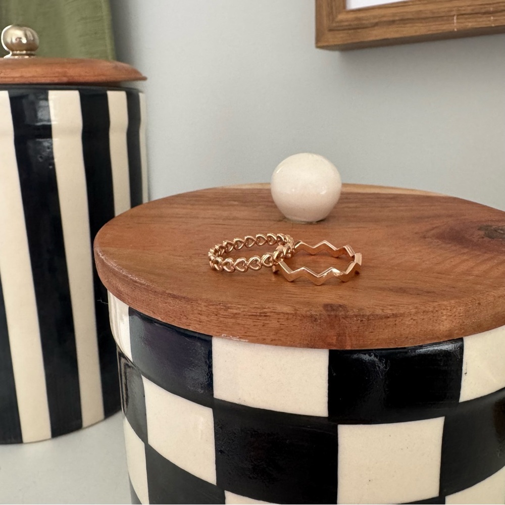 Pandora Rose Gold Heart Ring and Zigzag Ring